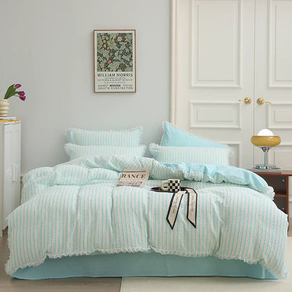 Ins Fairy Princess Sleeping Cotton Washed Four-Piece Bed Set - Harmony Gallery