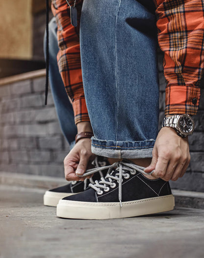 Canvas Thick-Soled Suede Low-Top Height-Enhancing Sports Men's Canvas Shoes - Harmony Gallery