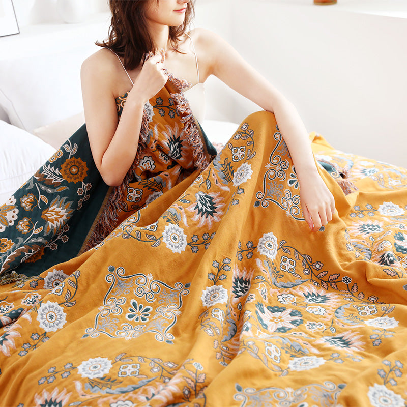 High-End Cotton Double-Sided Tatami Coverlet - Harmony Gallery