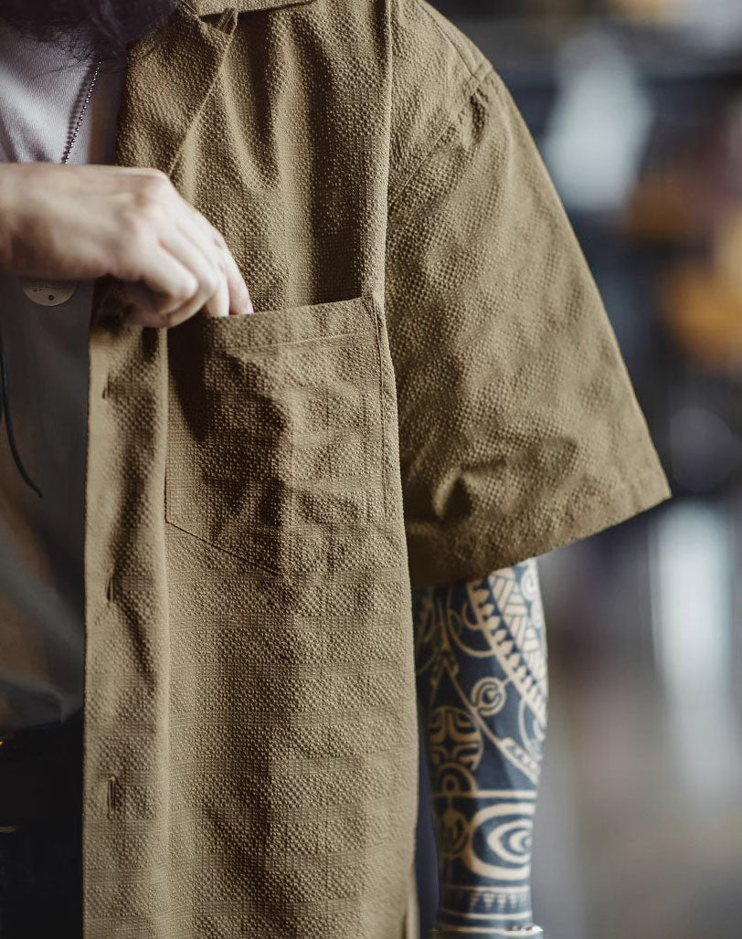 American Workwear Pleated Texture Woven Jacquard Men's Shirt - Harmony Gallery