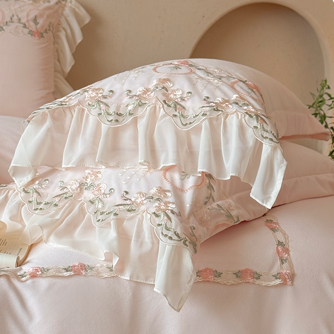 French Fleece Lace Trim Thickened Mattress High Density Four-Piece Bed Set - Harmony Gallery
