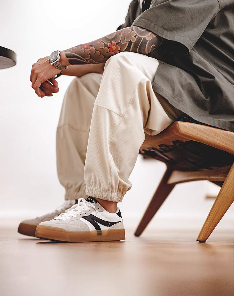 American Retro Versatile Moral White Flat Men's Sports Shoes - Harmony Gallery