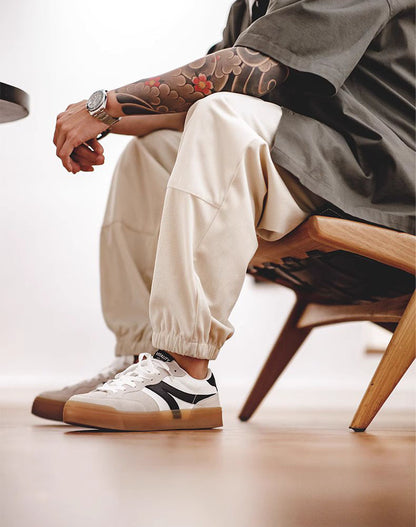 American Retro Versatile Moral White Flat Men's Sports Shoes - Harmony Gallery