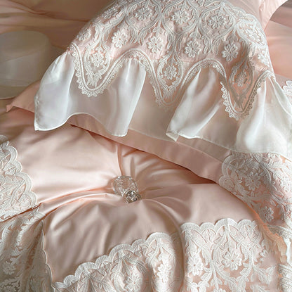 French Princess Romantic Lace Long-Staple Cotton Four-Piece Bed Set - Harmony Gallery