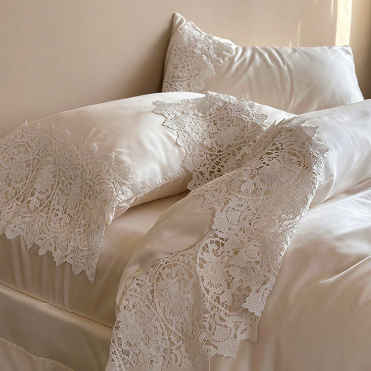 French Romantic Lace Cool Double-Sided Tencel Four-Piece Bed Set - Harmony Gallery