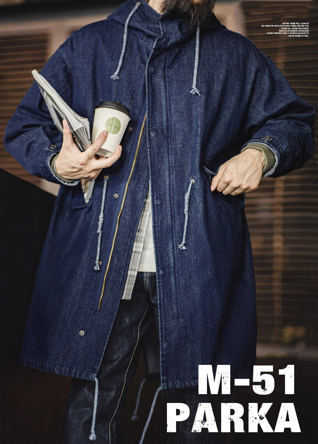 American Retro M51 Denim Fishtail Windbreaker Mid-Length Men's Jacket - Harmony Gallery