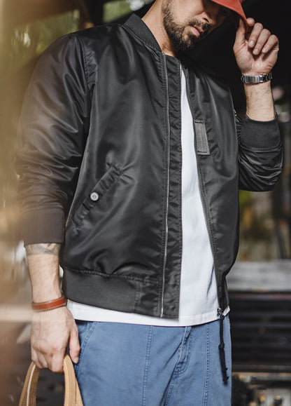 American MA1 Pilot Waterproof Short Diagonal Pockets Baseball Men's Jacket