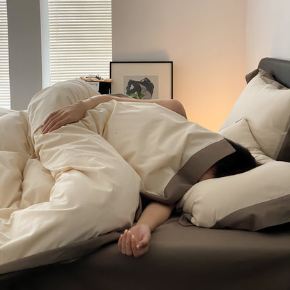 Light Luxury Pure Cotton Brushed Four-Piece Thickened Bed Set - Harmony Gallery