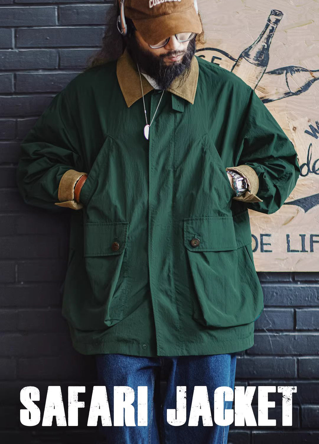 American Retro Multi-Pocket Hunting Contrast Windbreaker Men's Jacket - Harmony Gallery