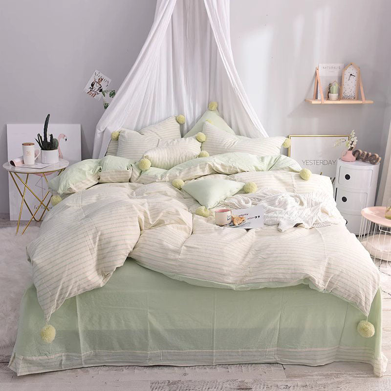 Princess Heart Pure Cotton Washed Cool four-piece Bed Set - Harmony Gallery