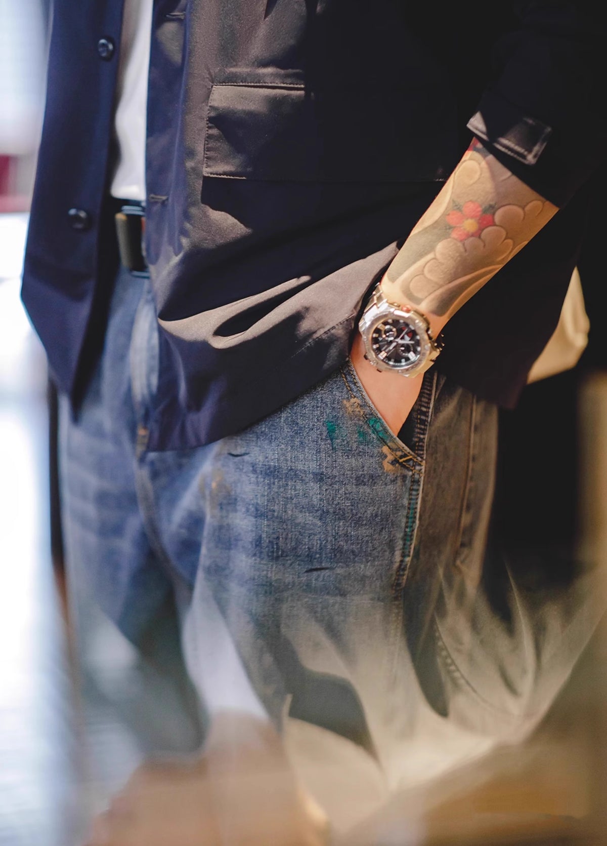 American Retro Splash-Ink Graffiti Washed Logging Men's Jeans - Harmony Gallery