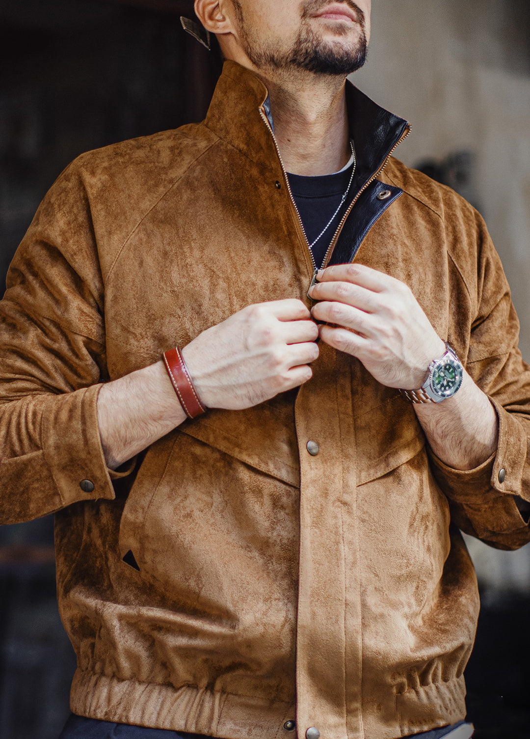 American Retro Suede Coach With Short Soft Velvet Surface Men's Jacket - Harmony Gallery