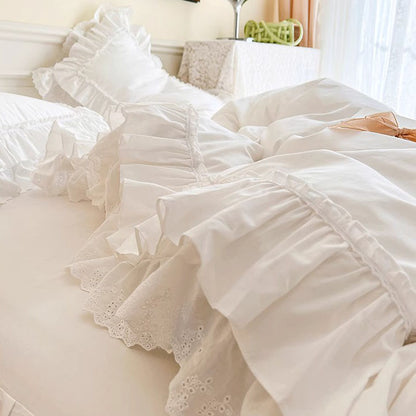Nordic Light Luxury Princess Lace Net Cotton Four-piece Bed Set - Harmony Gallery