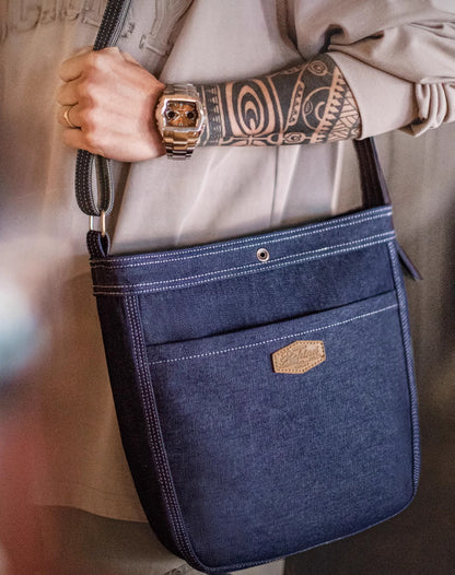 American Retro Exposed Line Denim Washed Messenger Newsboy Men's Bag - Harmony Gallery