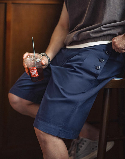 American Retro Casual Double Pleated Naples Loose Straight Men's Shorts - Harmony Gallery
