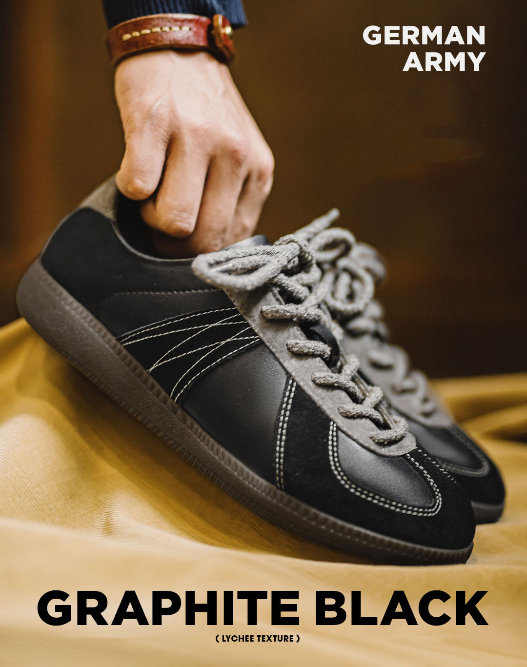 German Retro Graphite Black Versatile Soft-Soled Sports Men's Casual Shoes - Harmony Gallery