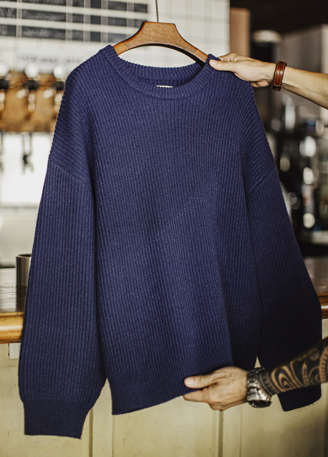 American Ribbed Pullover Striped Knit Cardigan Not Easily Deformed Men's Sweater - Harmony Gallery