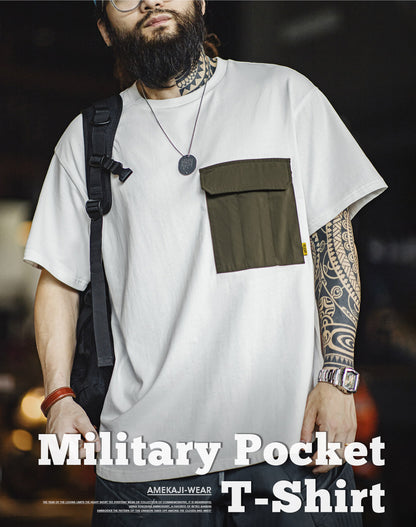 American Retro M51 Pocket Stitching Cotton Split Men's T-Shirt - Harmony Gallery