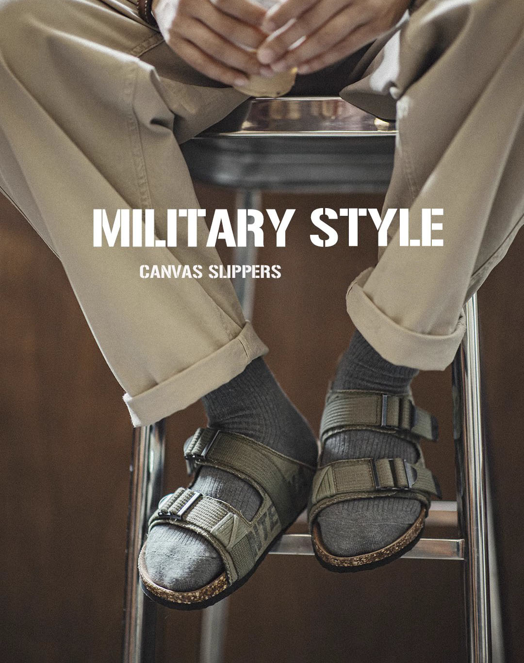 Outdoor Beach Retro Camouflage Canvas Cork Flip Flops Men's Sandal - Harmony Gallery