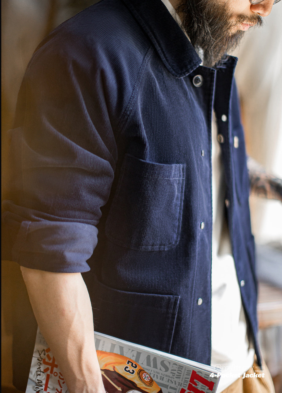 American Retro Corduroy Four-Pocket Hunting Short Thin Men's Jacket - Harmony Gallery