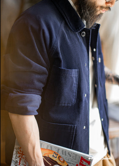 American Retro Corduroy Four-Pocket Hunting Short Thin Men's Jacket - Harmony Gallery