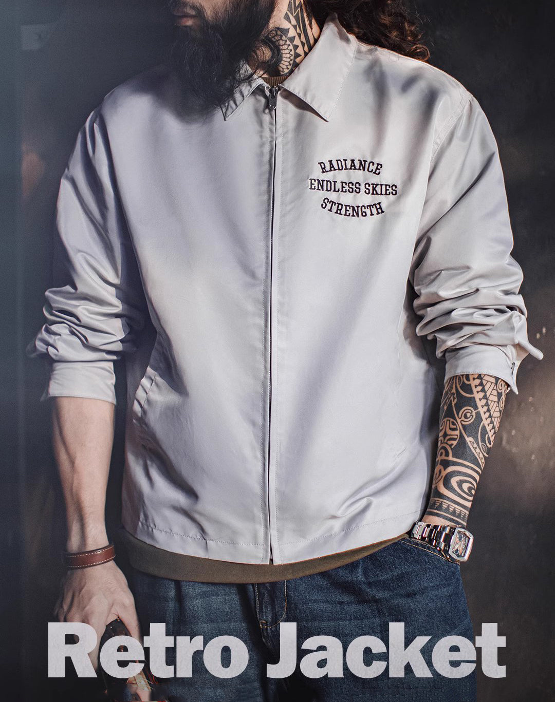 American Retro Letter Embroidery Coach Loose Silhouette Spring Men's Jacket - Harmony Gallery