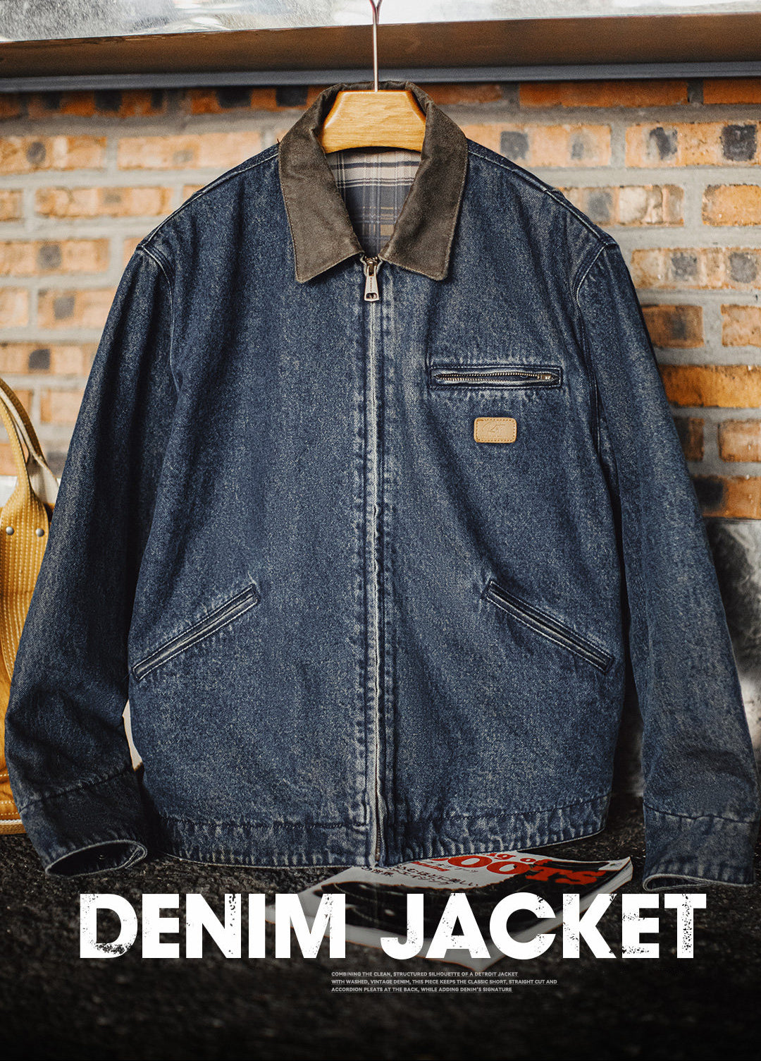 American Workwear Denim Detroit Washed Distressed Short Men's Jacket