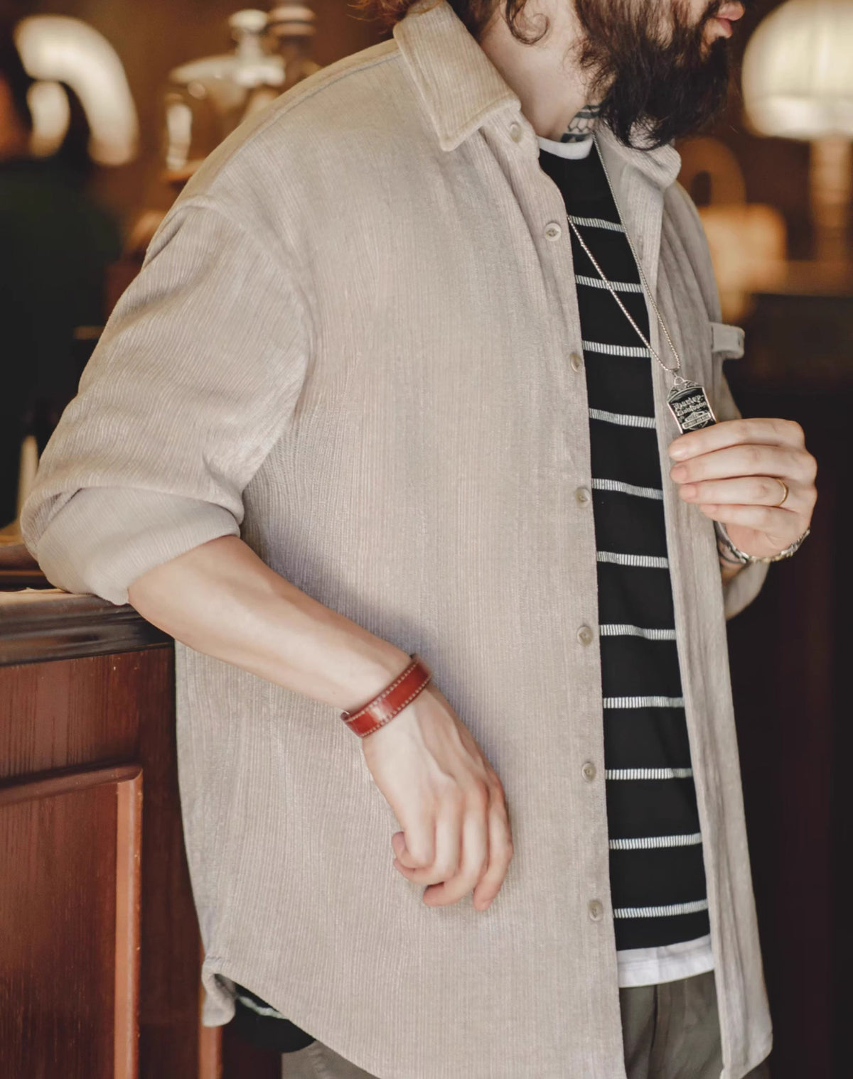 American Retro Heavyweight Textured Corduroy Men's Shirt - Harmony Gallery