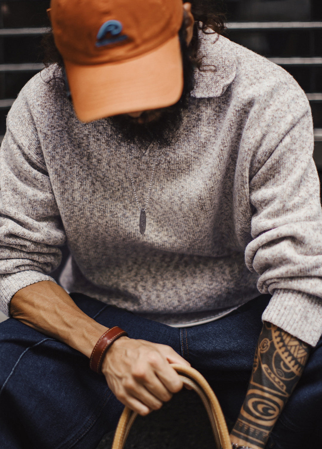 American Seagull Neck Polo Old Money Knit Pullover Relaxed Men's Sweater - Harmony Gallery