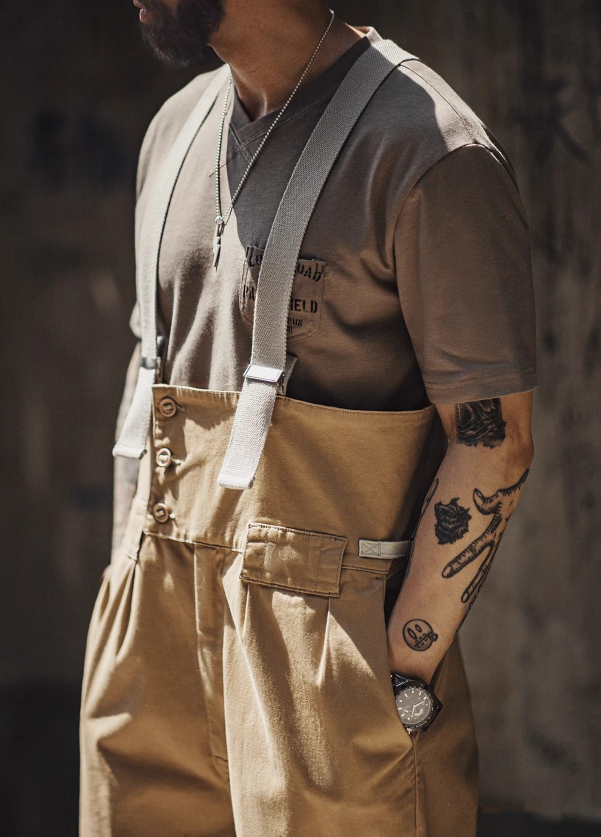 American Retro Heavyweight Wide-Leg Straight-Leg Suspenders Men's Overalls - Harmony Gallery