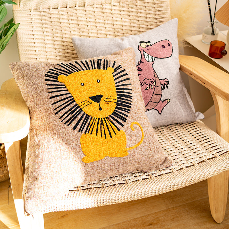 Charming Animal-Themed Decorative Linen Textured Fabric Throw Pillows - Harmony Gallery