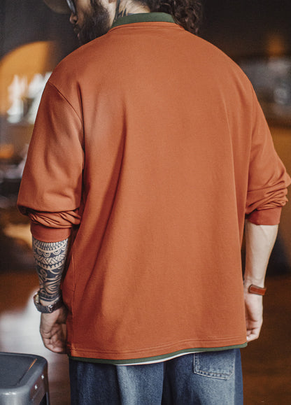 American Retro Navajo Fake Two-Piece Orange Knitted Men's Sweater - Harmony Gallery