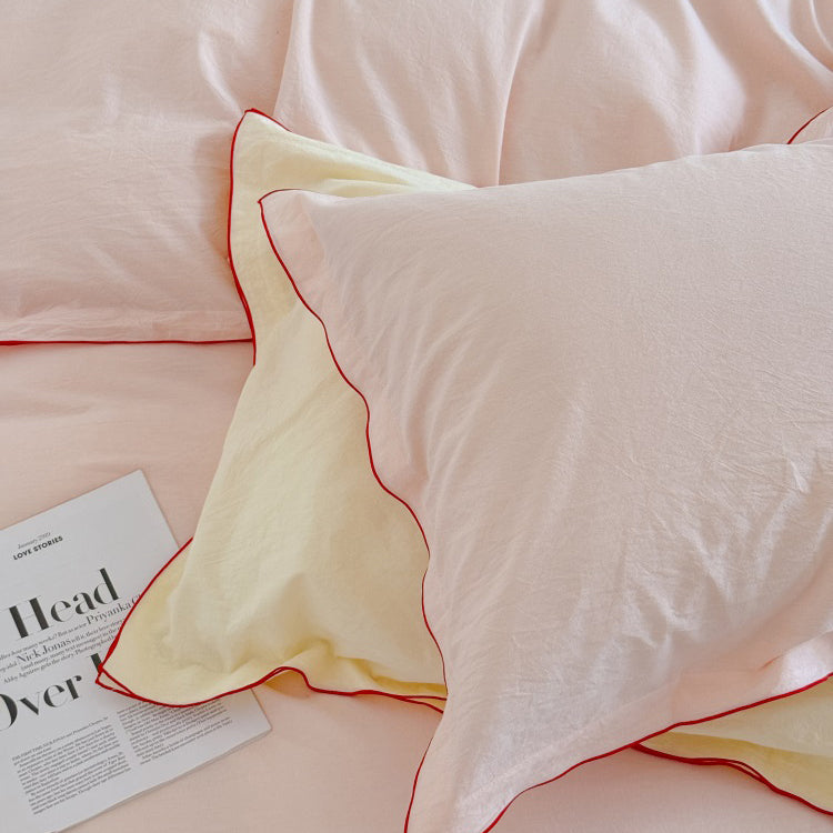 Nordic Solid Color Washed Four-Piece Pure Cotton Suitable For All Seasons Bed Set - Harmony Gallery