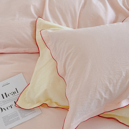 Nordic Solid Color Washed Four-Piece Pure Cotton Suitable For All Seasons Bed Set - Harmony Gallery