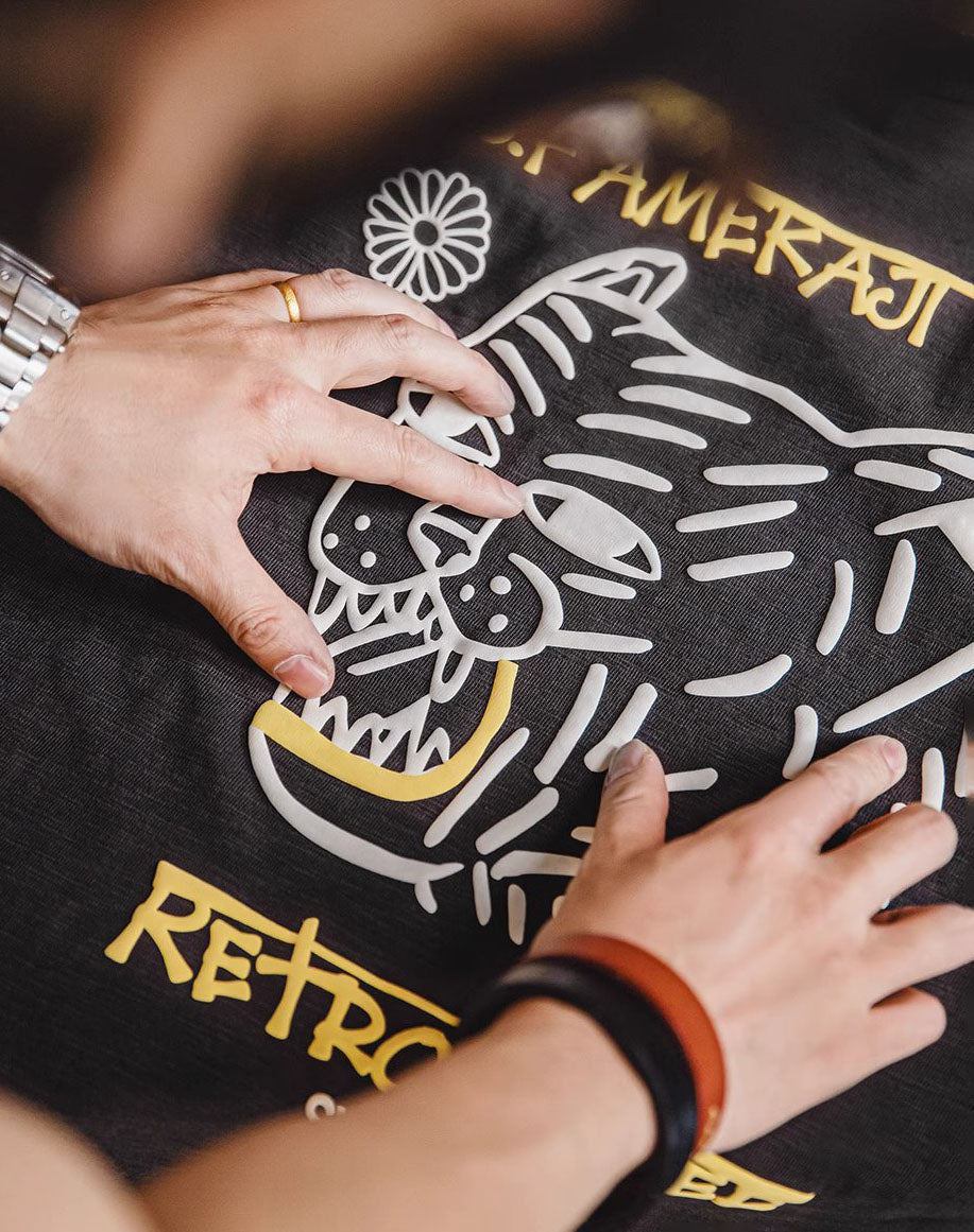 American Casual Tiger Embossed Printing Breathable Men's T-Shirt - Harmony Gallery