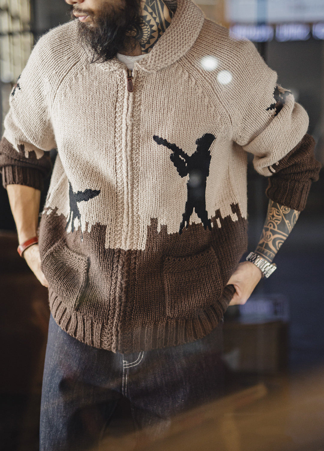American Retro Embroidered Shawl Collar Cardigan Old Money Men's Jacket - Harmony Gallery