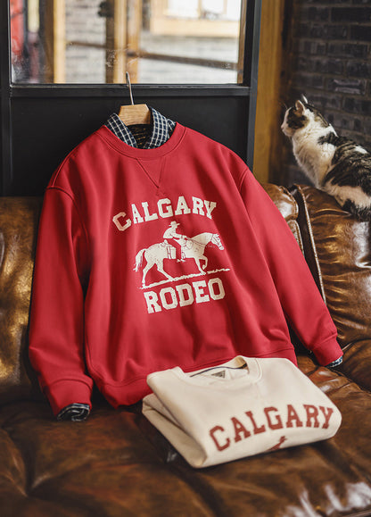 American Horse With Fleece Print Warm Thickened Pullover Men's Sweater