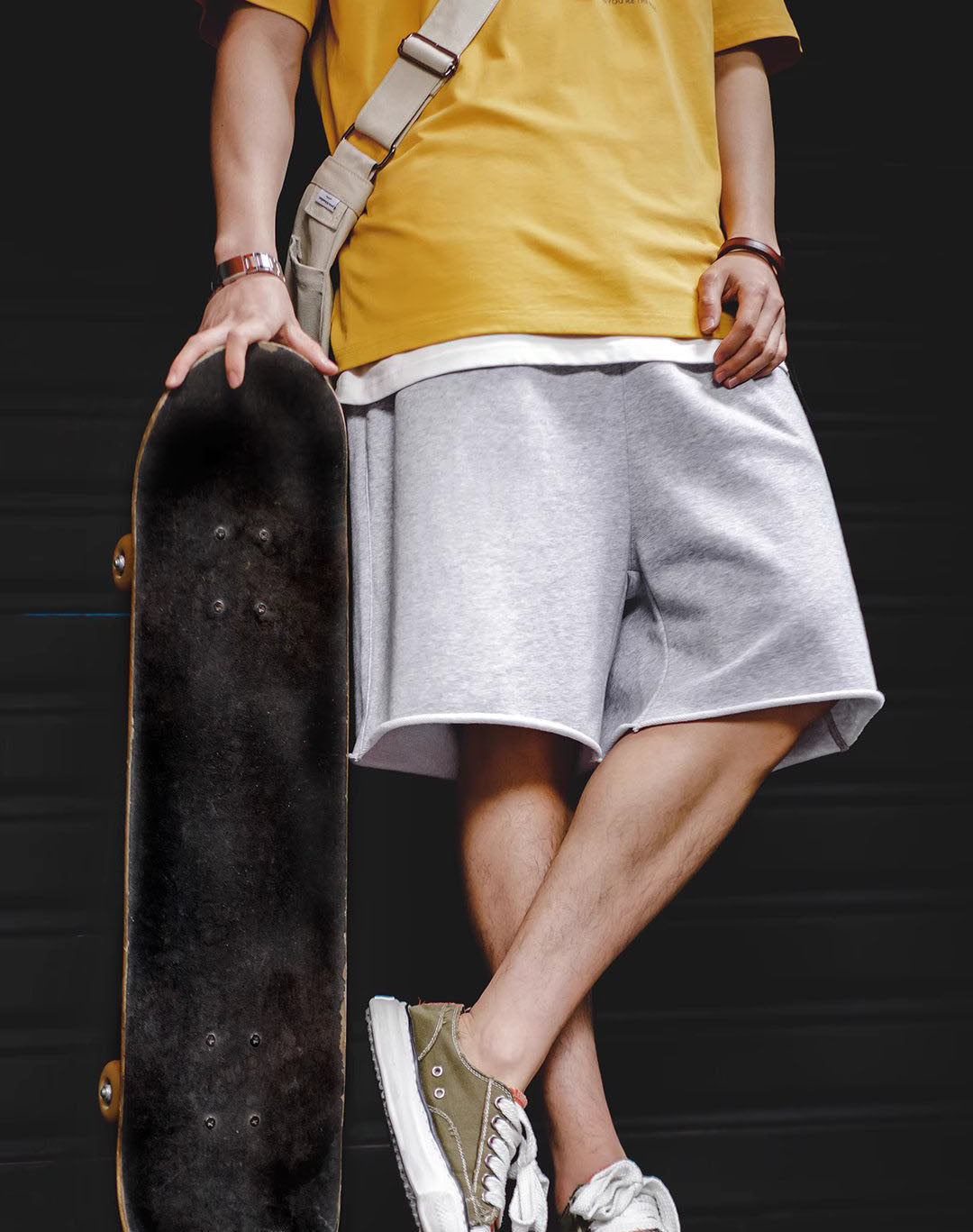 American Splash-Ink Rolled-Hem Sweatpants Sports Loose Men's Shorts - Harmony Gallery