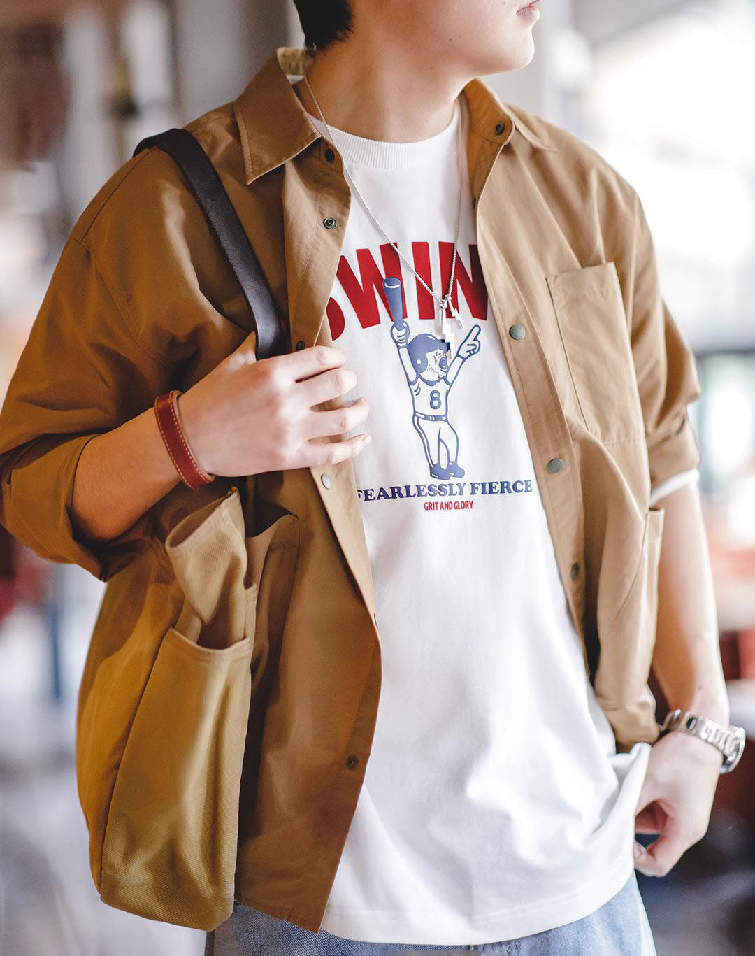 American Retro Letter Baseball Print Pure Cotton Men's Sweater - Harmony Gallery