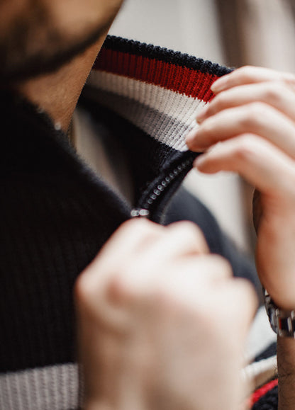 American Half-Zipper Knit Heavyweight Half-Turtleneck Outerwear Men's Sweater - Harmony Gallery