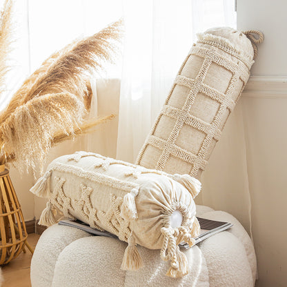 Cozy Cylindrical Candy Style Bohemian Chic Textured Lumbar Throw Pillow - Harmony Gallery