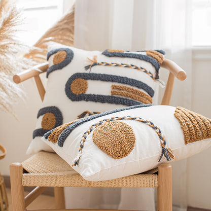 Sunset Medallion Circular Pattern Designer Throw Pillows - Harmony Gallery