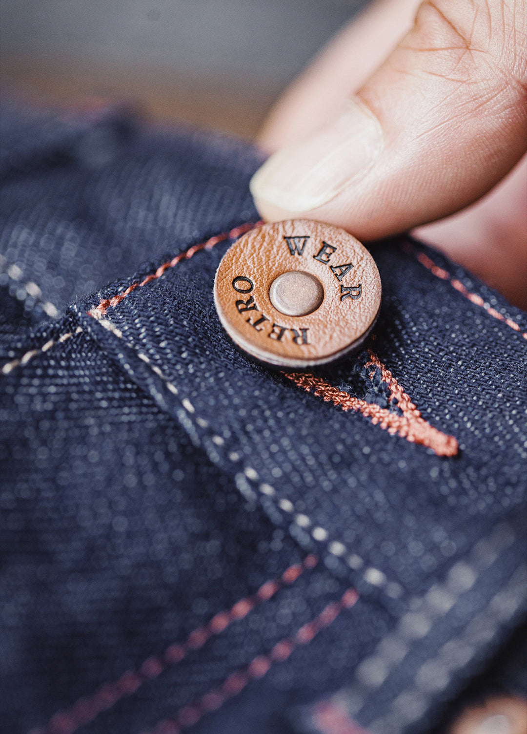 American Retro Raw Denim Selvedge Straight Leg Slightly Tapered Men's Jeans