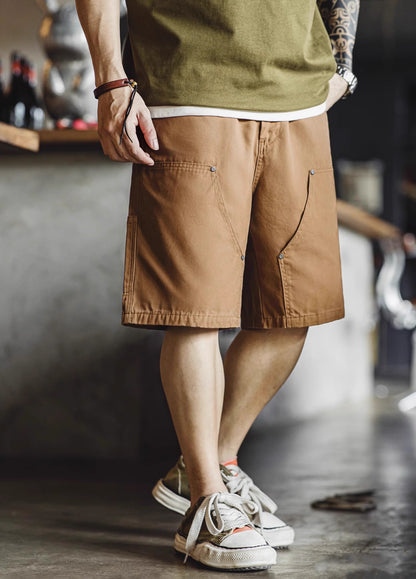 American Retro Double Knee Logging Elastic Waist Straight Men's Shorts - Harmony Gallery