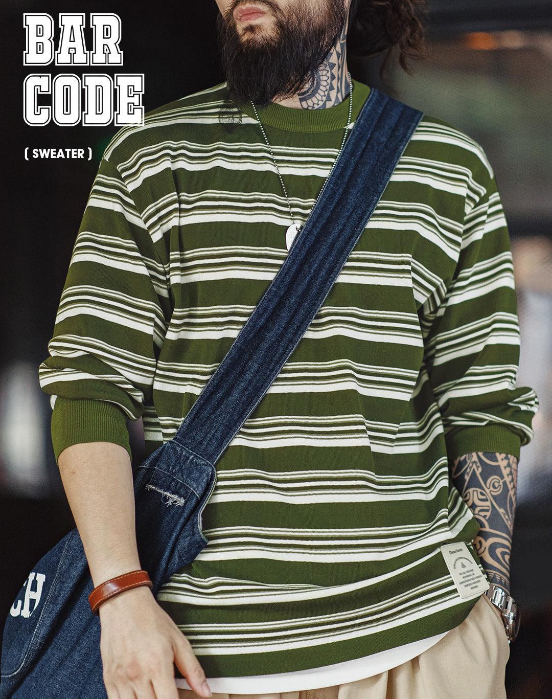American Retro Contrast Ribbed Knitted Bottoming Men's Sweater - Harmony Gallery