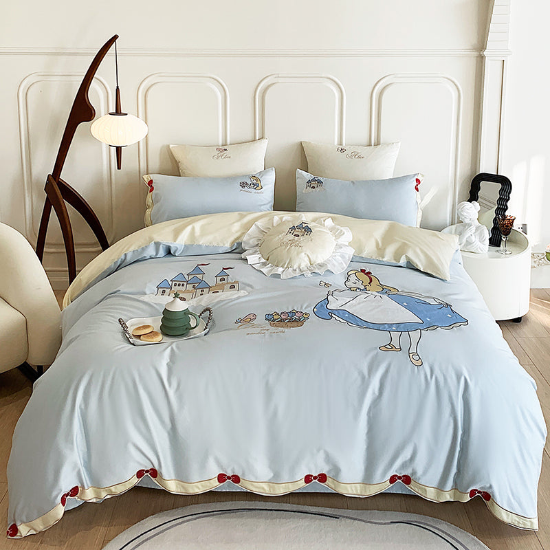 Girls Alice Dream Garden Long-Staple Seven-Piece Pure Cotton Bed Set - Harmony Gallery