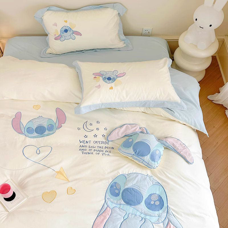 Disney Cute Stitch Washed Pure Cotton Four-piece Bed Set - Harmony Gallery