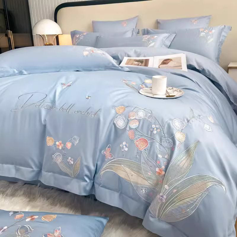 Nordic Light Luxury Princess Cotton Embroidered Four-Piece Bed Set - Harmony Gallery