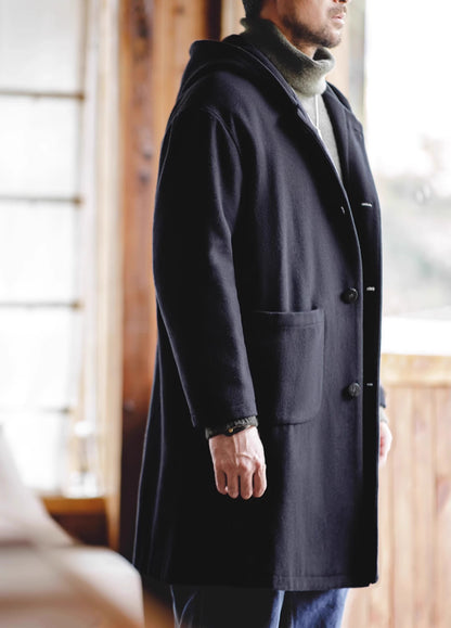 American Retro College Style Hooded Warm Woolen Men's Coat - Harmony Gallery