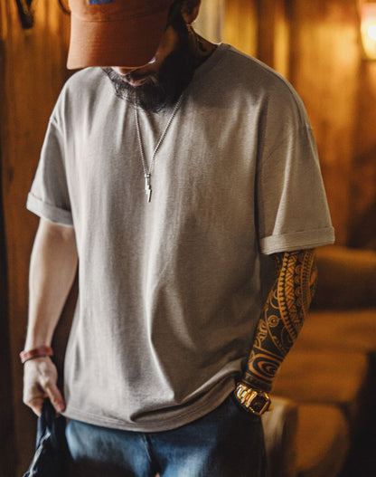 American Pure Cotton Heavy Short Sleeve Cool Antibacterial Half Sleeve Men's T-Shirt - Harmony Gallery